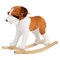 Plush Rocking Horse Dog Toy For Toddlers Ages 3 And Up - Wooden Rocker Brown White